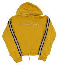 Okrová crop mikina s 3D nápisem a kapucí C&A