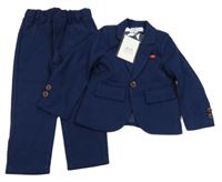 Nové - 2set - Tmavomodré slavnostní sako + chino kalhoty