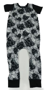 Bielo-čierny skvrnitý overal s lebkami