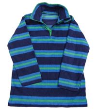 Modro-tmavomodro-zelená pruhovaná fleecová funkčná mikina Mountain Warehouse