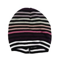 Čierno-farebná pruhovaná pletená čapica H&M