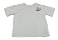 Svetlosivé melírované tričko s príšerkou a vreckom F&F