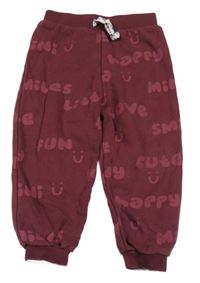 Vínové tepláky s nápisy a smajlíky George