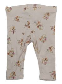 Světlerůžové květované žebrované legíny Next