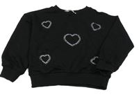 Čierna mikina so srdíčky z kamínků