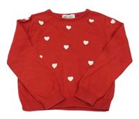 Červený sveter so srdiečkami H&M