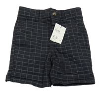 Nové - Černé kostkované plátěné slim chino kraťasy Denim Co.
