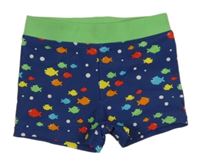 Tmavomodré nohavičkové plavky s rybami