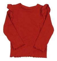 Červené žebrované triko s volánky F&F