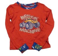 Červené tričko s monster truckem