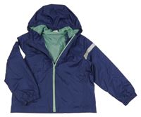 Tmavomodrá šušťáková jarná bunda s kapucňou L&D