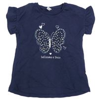 Tmavomodré tričko s motýlom