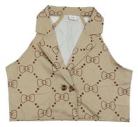 Hnědá crop vesta s mašlemi