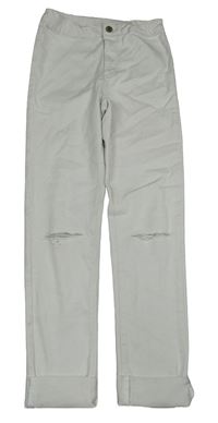 Biele skinny rifle s dírami na kolenou Zara