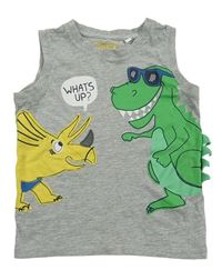 Šedé melírované tílko s dinosaury C&A