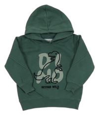 Khaki mikina s dinosaurom a kapucňou