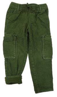 Khaki manšestrové podšité cargo kalhoty H&M