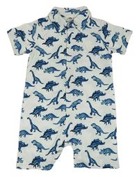Biely kraťasový overal s dinosaurami Shein