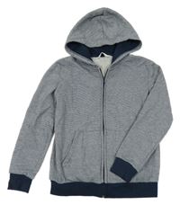 Tmavomodro-biela pruhovaná prepínaci mikina s kapucňou H&M