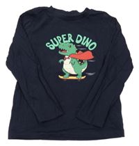 Tmavomodré triko s dinosaurem OVS