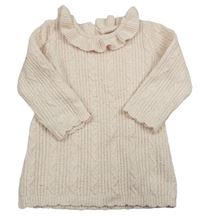 Pudrový pletený vzorovaný sveter s volánikom Matalan