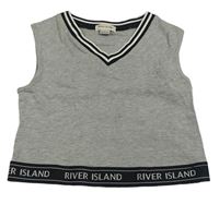 Sivo-čierny melírovaný crop top s nápisom River Island