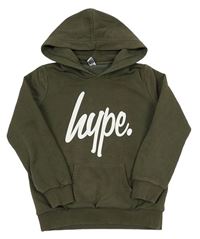 Khaki mikina s logom a kapucňou Hype