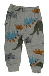 Tmavošedé tepláky s dinosaury 