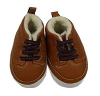 Nové - hnědé koženkové zateplené capáčky Primark