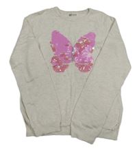 Smotanový ľahký sveter s motýlkem z flitrů H&M