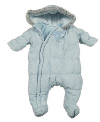 Světlemodrá šusťáková zimní kombinéza s medvědem a kapucí Mothercare