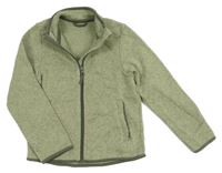 Zelená melírovaná pletená propínací thermo mikina tcm