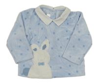 Svetlomodrá zamatová mikina s králikom a golierikom zn.