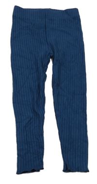 Petrolejové rebrované pletené legíny