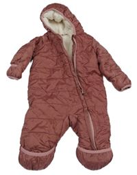 Starorůžová šusťáková zimní kombinéza s kapucí Impidimpi