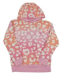 Ružovo-biela vzorovaná mikina s kapucňou dunnes