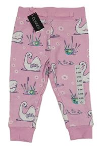 Nové - růžové tepláky s labutěmi dunnes