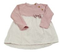 Ružovo-biele pletené šaty