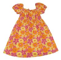 Ružovo-oranžové kvetované šaty Primark