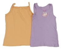 2x košilka - broskvová + lila s jednorožcem 