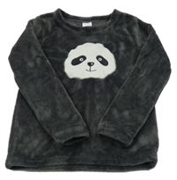 Antracitová plyšová mikina s medvěďom