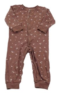 Starorůžový žebrovaný overal s kvítky C&A