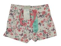 Nové - šedo-růžové květované kraťasy Primark