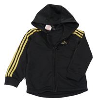 Černá sportovní propínací mikina se zlatými pruhy a kapucí Adidas