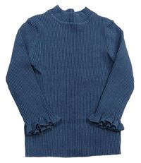 Tmavozelený rebrovaný sveter so stojačikom Nutmeg