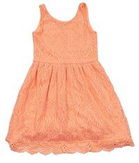Neónově oranžové čipkové šaty H&M
