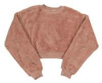 Staroružová chlpatá crop mikina H&M