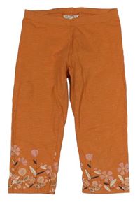 Oranžové crop legíny s kvetmi C&A