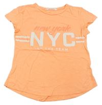 Neónově oranžové tričko s nápismi H&M