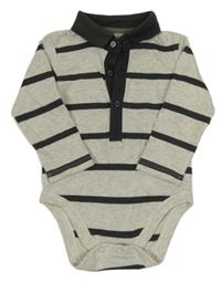 Šedo-antracitové pruhované body s límečkem Nutmeg